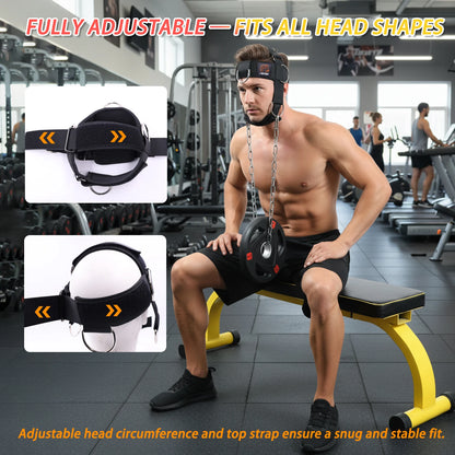 Adjustable Neck Harness for Resistance Bands & Weightlifting Multi-Directional Neck Training, for Athletes & Rehab Exercises