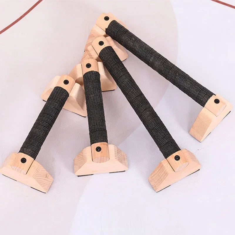 1 Pair Wood Calisthenics Bar Solid Wood Parallettes Push-Up Bar for Home Gym Floor Workouts Bodyweight Training