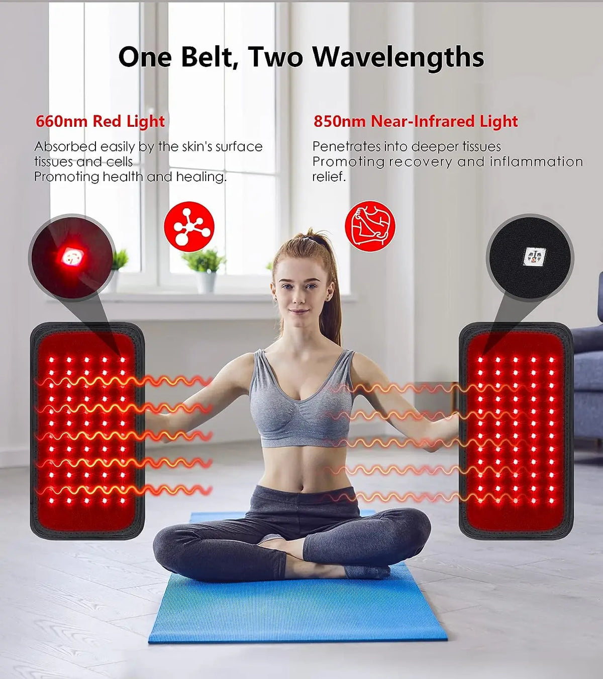 Trainovafit 660nm & 850nm Red Light Therapy Belt for Back & Body