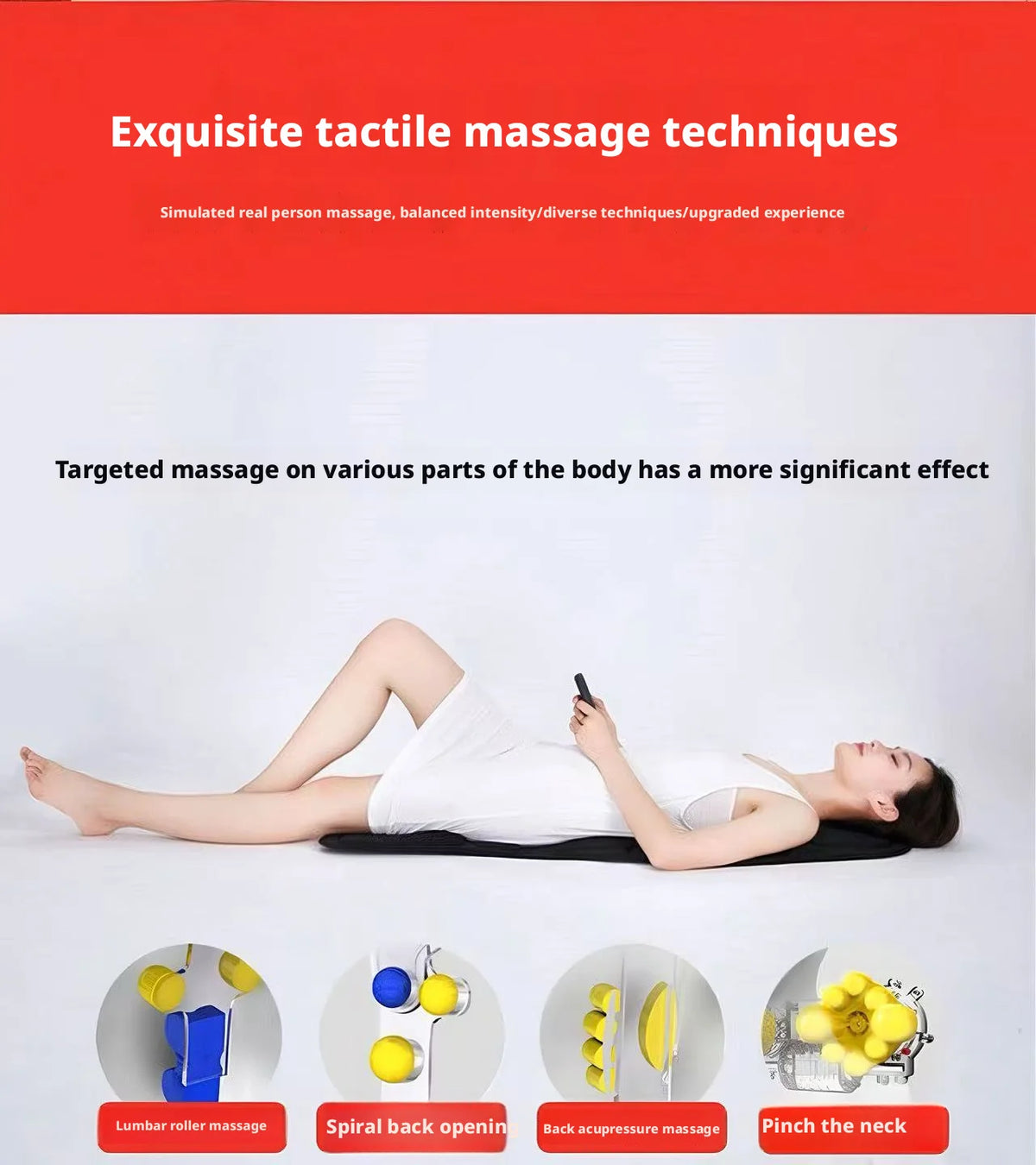 Vibrating Infrared Heat Shiatsu Massage Cushion Pad Neck Back Lumbar Massager Mattress Car Home Full Body Cervical Pain Support