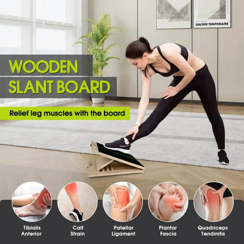 Trainovafit 5-Angle Adjustable Wooden Slant Board for Calf & Squat Mobility