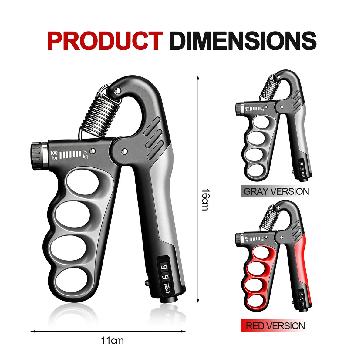 Trainovafit Adjustable Hand Grip Strengthener with Digital Counter (11–220 lbs)