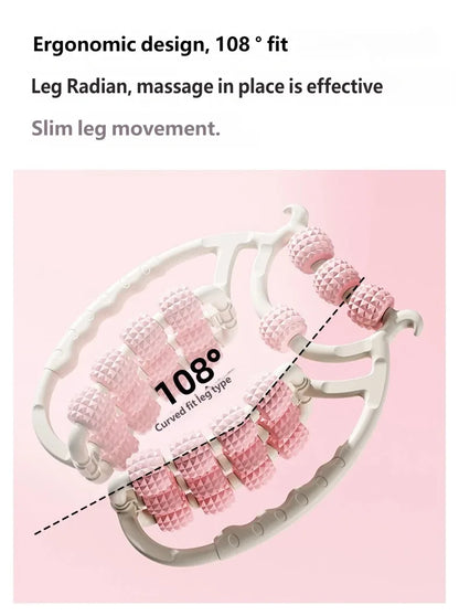 360° Rotatable Muscle Roller With 20 Rolling Wheels Circular Leg Clamp Massage Tool Portable Body Relax Gear for Neck Arm Leg