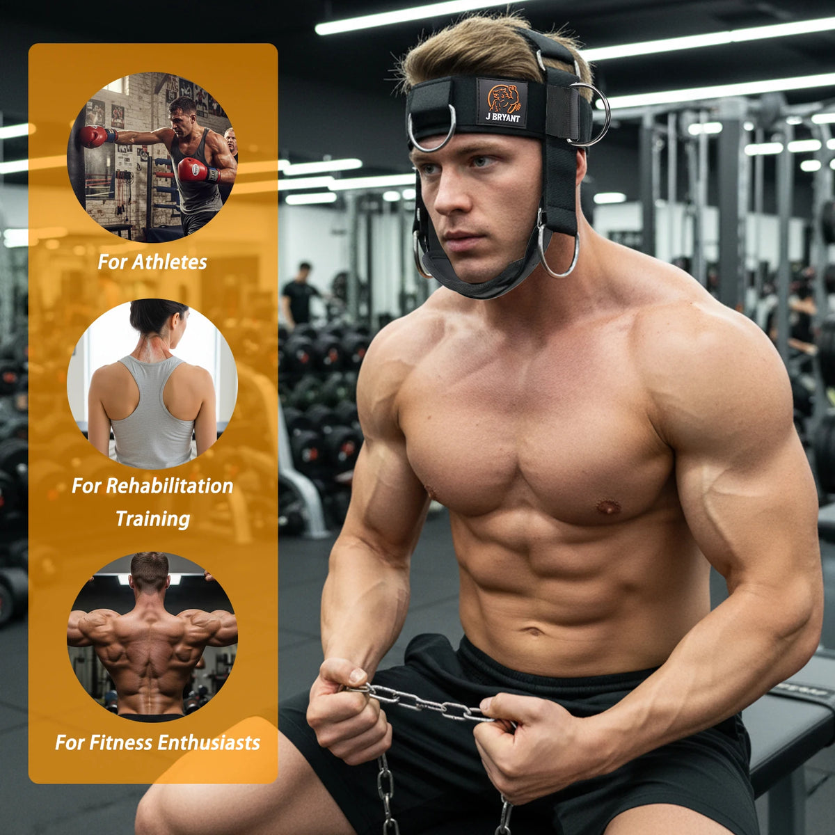 Adjustable Neck Harness for Resistance Bands & Weightlifting Multi-Directional Neck Training, for Athletes & Rehab Exercises