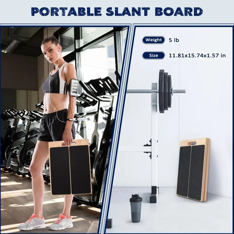 Trainovafit 5-Angle Adjustable Wooden Slant Board for Calf & Squat Mobility