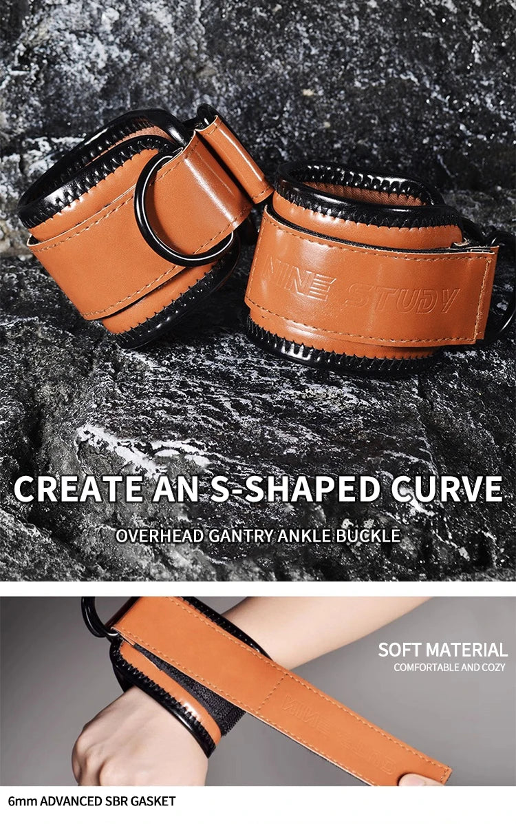 Trainovafit PU Leather Double D-Ring Ankle Strap for Cable Machines