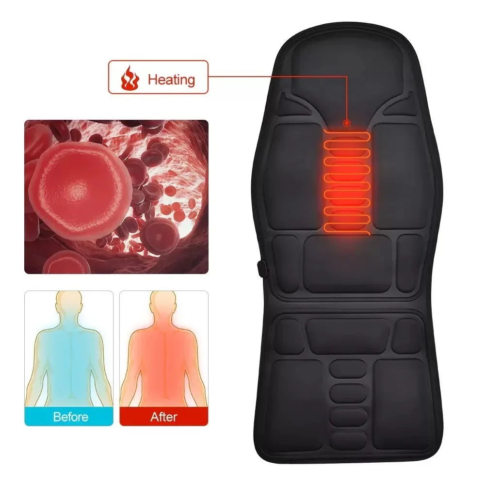 Vibrating Infrared Heat Shiatsu Massage Cushion Pad Neck Back Lumbar Massager Mattress Car Home Full Body Cervical Pain Support