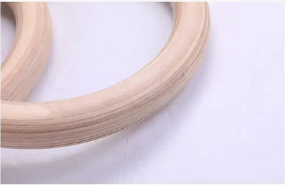 Trainovafit 28mm Wooden Gymnastic Rings with Adjustable Cam Straps