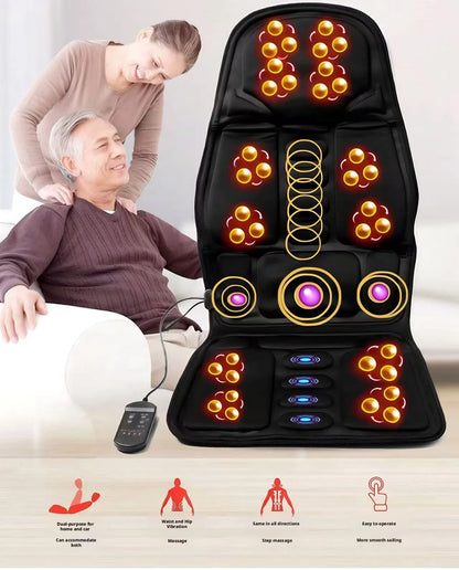 Vibrating Infrared Heat Shiatsu Massage Cushion Pad Neck Back Lumbar Massager Mattress Car Home Full Body Cervical Pain Support