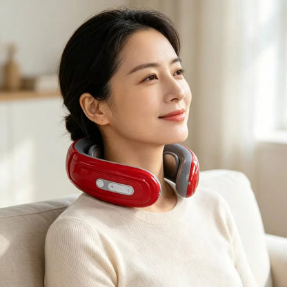 Trainovafit EMS Neck Massager 6-Mode 9-Speed Heat Therapy for Cervical Relief