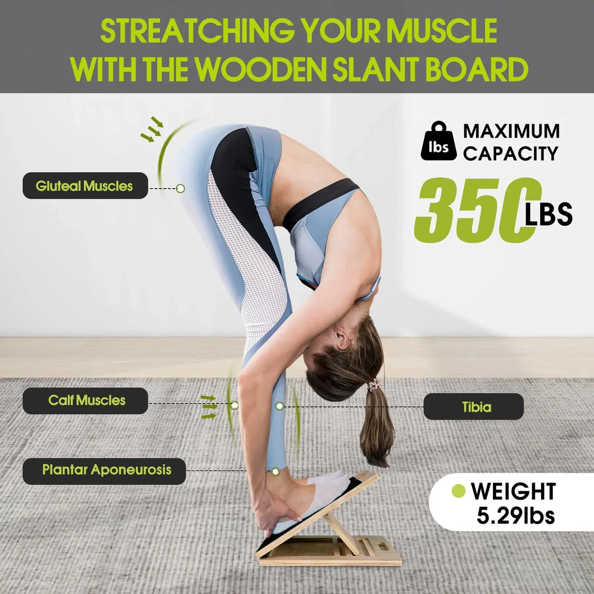 Trainovafit 5-Angle Adjustable Wooden Slant Board for Calf & Squat Mobility