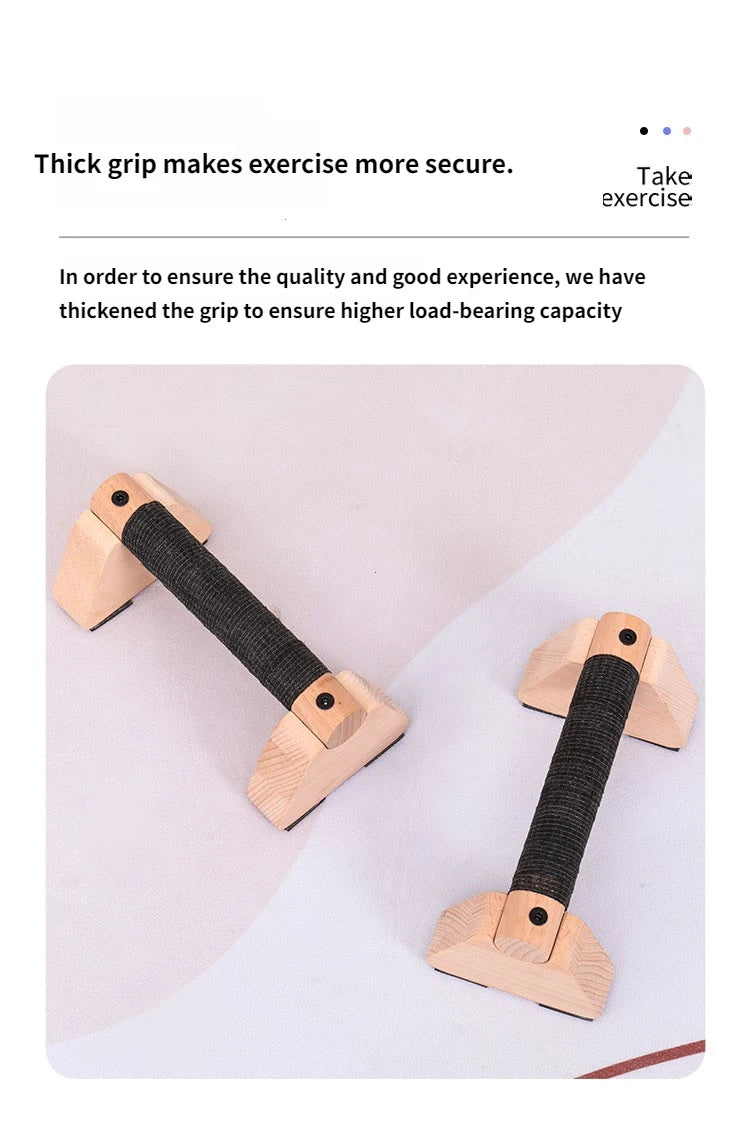 1 Pair Wood Calisthenics Bar Solid Wood Parallettes Push-Up Bar for Home Gym Floor Workouts Bodyweight Training