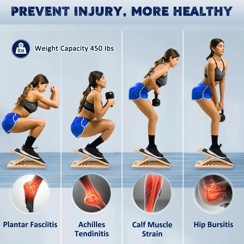 Trainovafit 5-Angle Adjustable Wooden Slant Board for Calf & Squat Mobility
