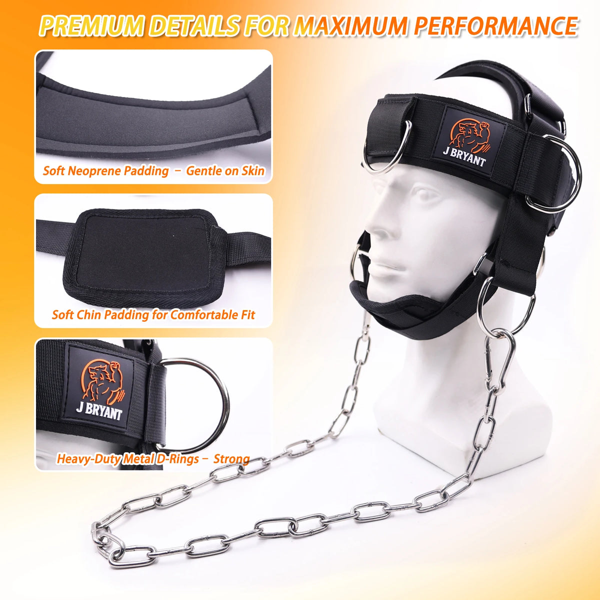 Adjustable Neck Harness for Resistance Bands & Weightlifting Multi-Directional Neck Training, for Athletes & Rehab Exercises