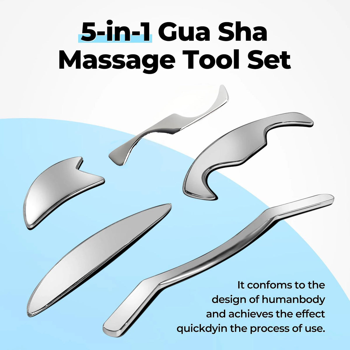 Trainovafit 5-in-1 Stainless Steel IASTM Muscle Scraper & Gua Sha Set