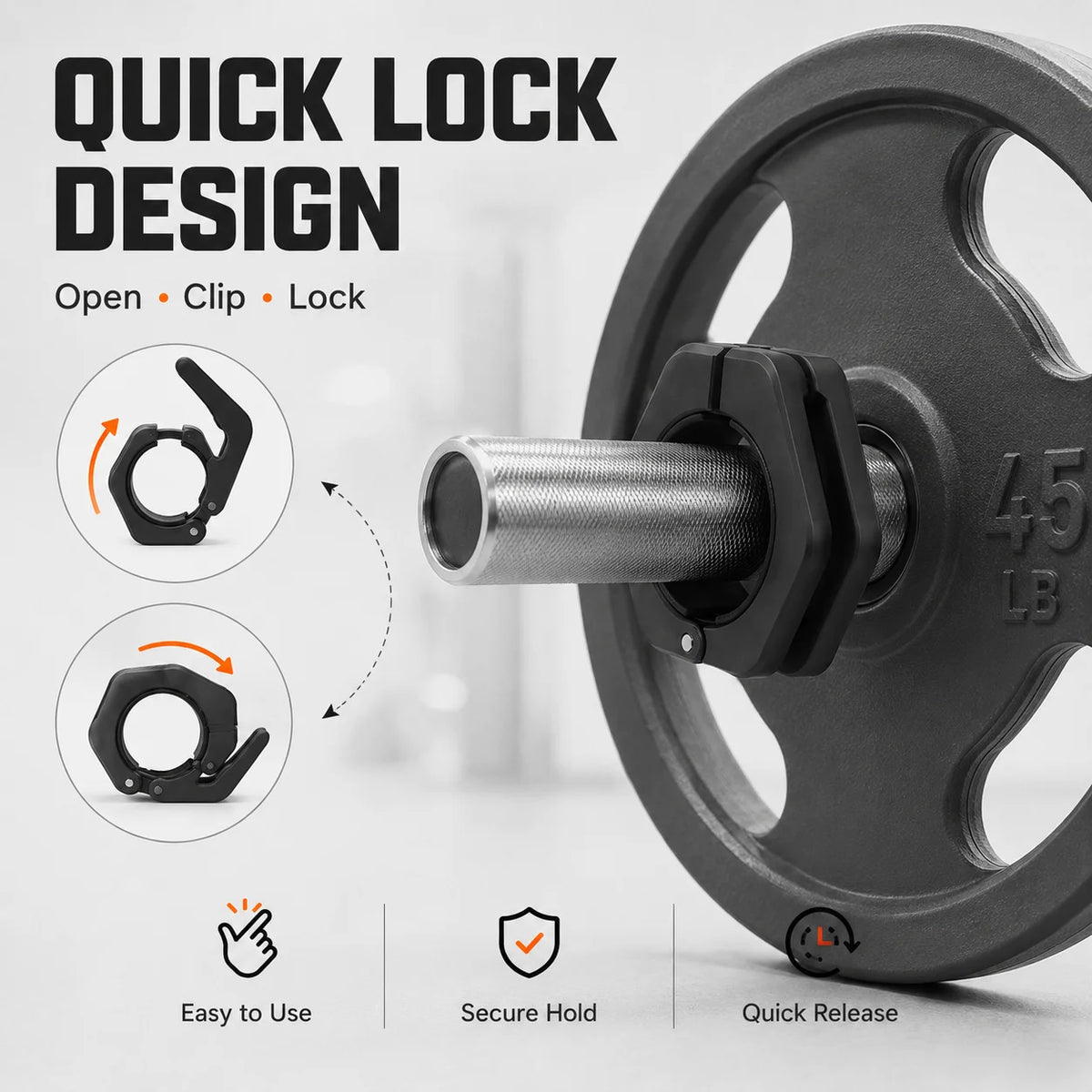 Trainovafit 2-Inch Quick-Release Olympic Barbell Clamp Collars (Pair)
