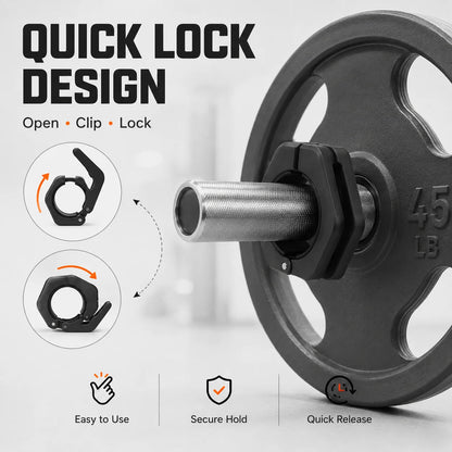 Trainovafit 2-Inch Quick-Release Olympic Barbell Clamp Collars (Pair)
