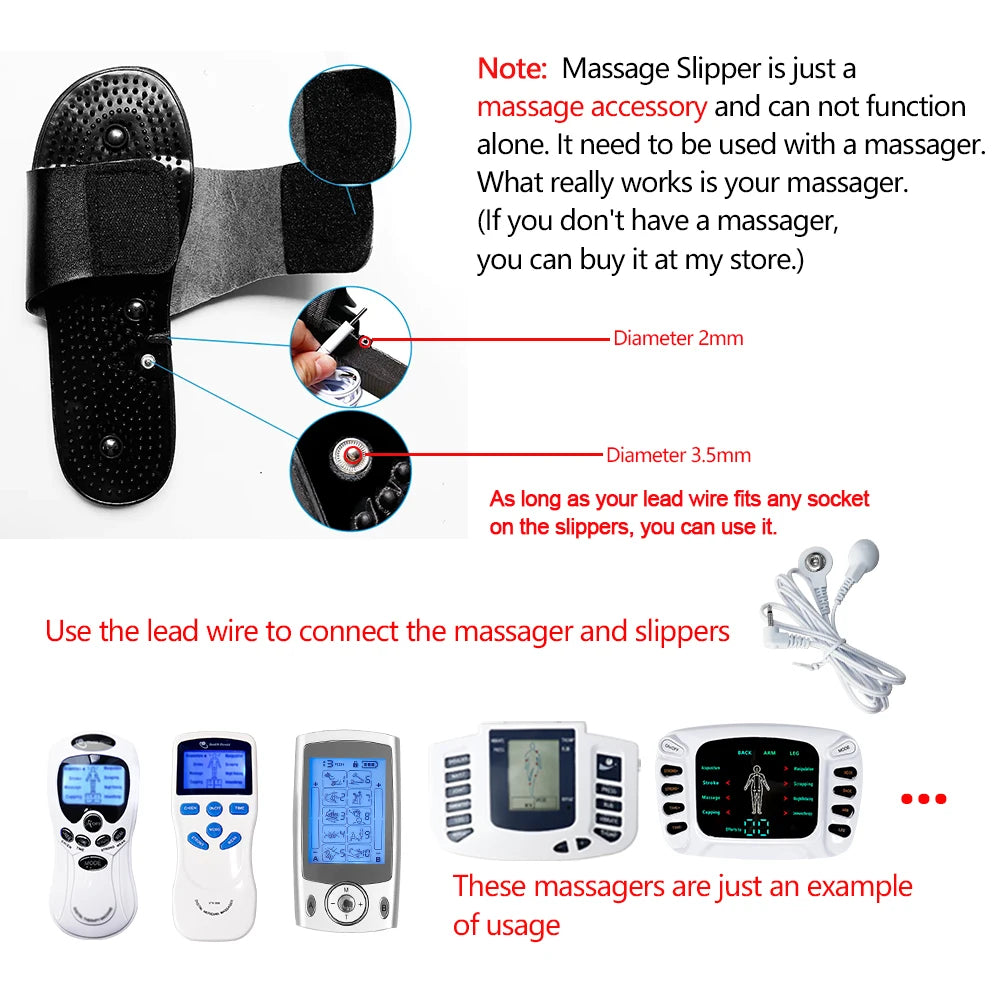 10 Modes Electrical EMS TENS Pulse Body Massage Acupoint Meridian Massage Slippers Foot Electrostimulator Body Relaxation Device