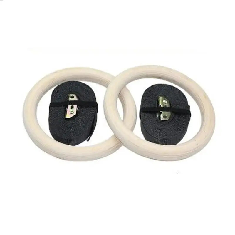 Trainovafit 28mm Wooden Gymnastic Rings with Adjustable Cam Straps