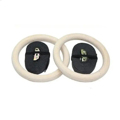 Trainovafit 28mm Wooden Gymnastic Rings with Adjustable Cam Straps