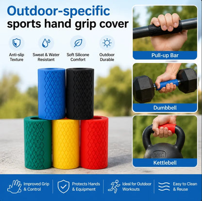 Trainovafit Thick Bar Silicone Fat Grips for Barbells & Dumbbells