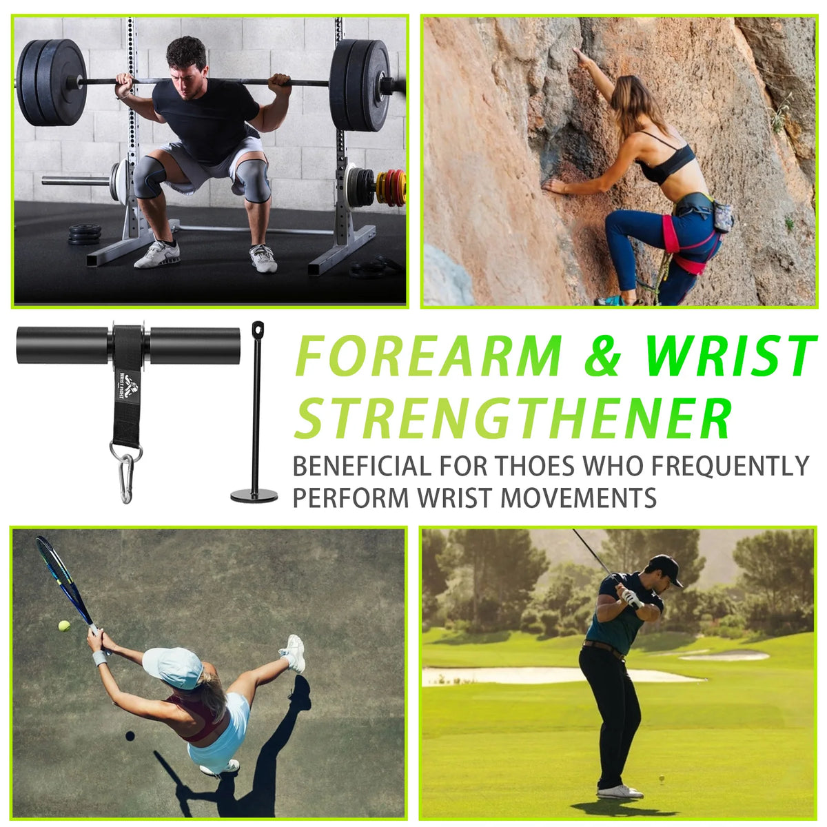 Trainovafit Heavy-Duty Forearm Wrist Roller & Weight Loading Pin Set