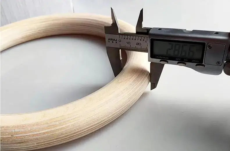 Trainovafit 28mm Wooden Gymnastic Rings with Adjustable Cam Straps