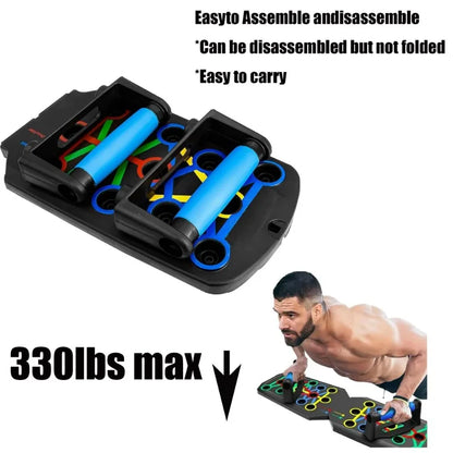 Trainovafit Foldable Multi-Grip Push Up Board with Resistance Bands