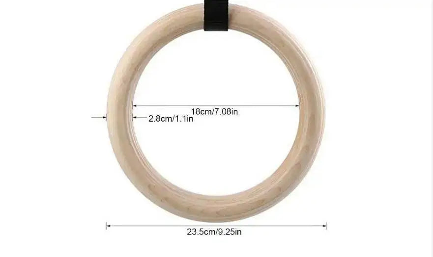 Trainovafit 28mm Wooden Gymnastic Rings with Adjustable Cam Straps