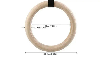 Trainovafit 28mm Wooden Gymnastic Rings with Adjustable Cam Straps