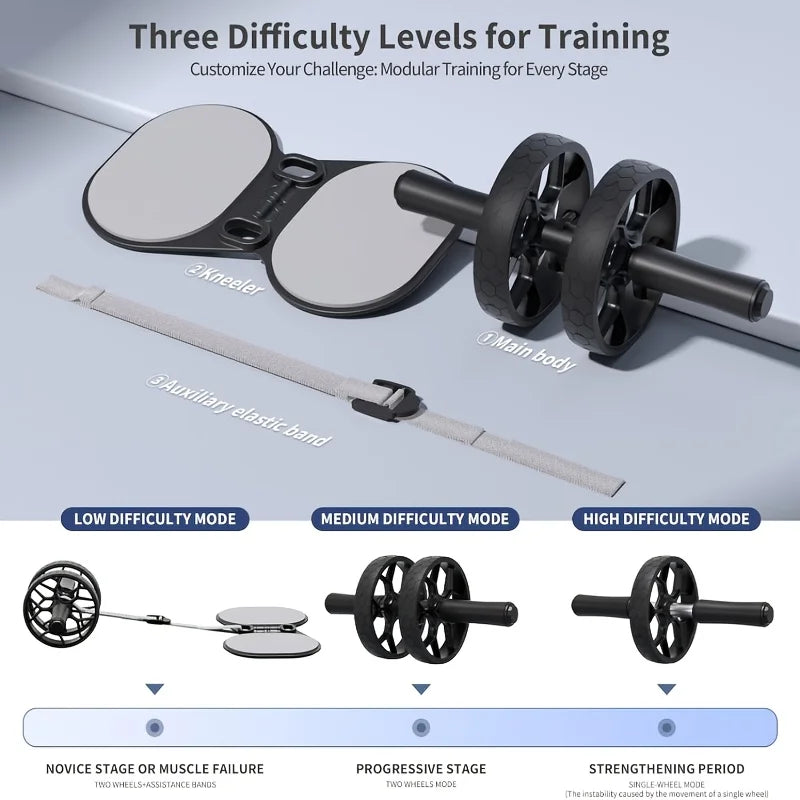 Trainovafit Double Wheel Ab Roller with Assisted Resistance Bands