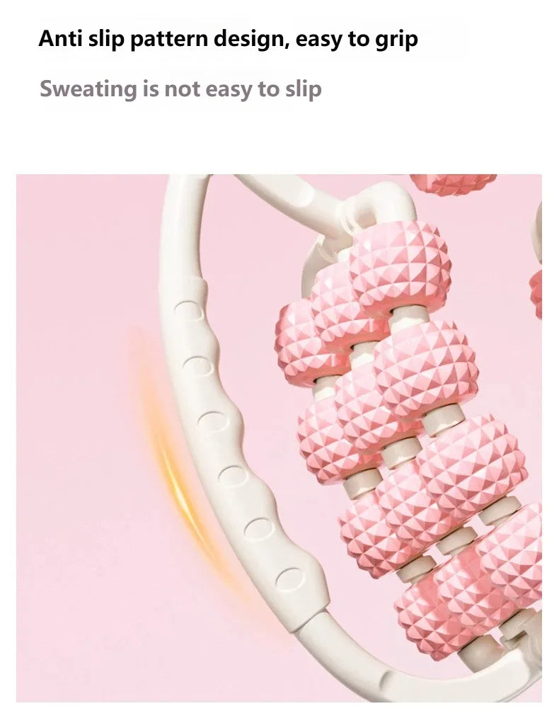 360° Rotatable Muscle Roller With 20 Rolling Wheels Circular Leg Clamp Massage Tool Portable Body Relax Gear for Neck Arm Leg