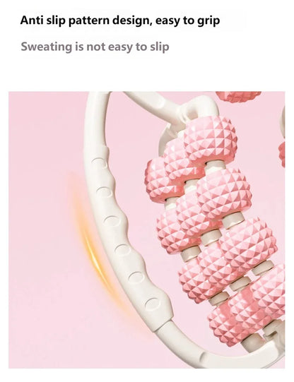 360° Rotatable Muscle Roller With 20 Rolling Wheels Circular Leg Clamp Massage Tool Portable Body Relax Gear for Neck Arm Leg