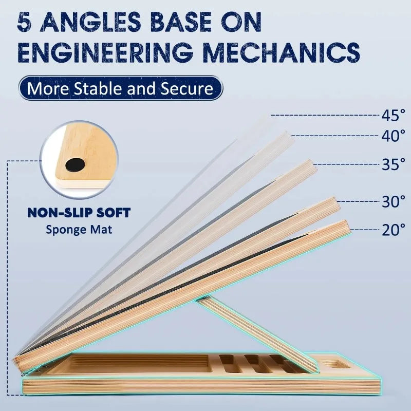 Trainovafit 5-Angle Adjustable Wooden Slant Board for Calf & Squat Mobility