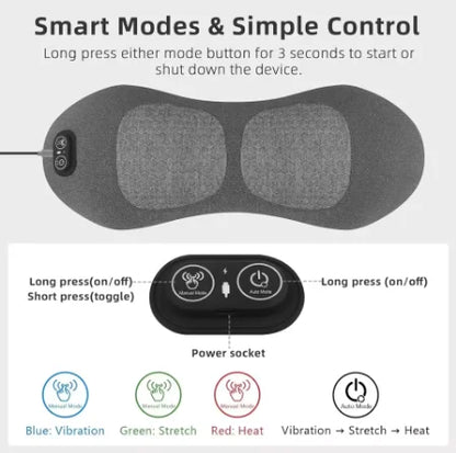 3-in-1 Back Massager Heat Vibration for Back Pain Relief Herniated Disc Stretch Support Traction Lower Back Massage Pillow