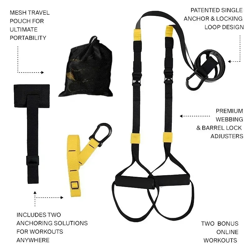 P3-Trx Suspension Training Strap Adjustable Tensioner Trainer Resistance Device Hanging Pulling Rope Home Yoga Fitness Band Belt