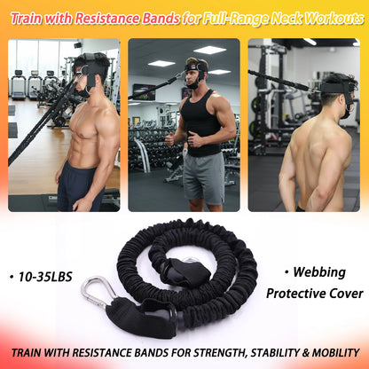 Adjustable Neck Harness for Resistance Bands & Weightlifting Multi-Directional Neck Training, for Athletes & Rehab Exercises