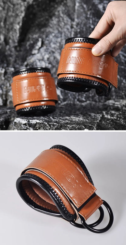 Trainovafit PU Leather Double D-Ring Ankle Strap for Cable Machines