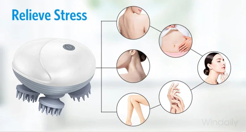 Electric Scalp Head Massager - Kneading & Vibrating Technology for Hair Growth & Tension Relief