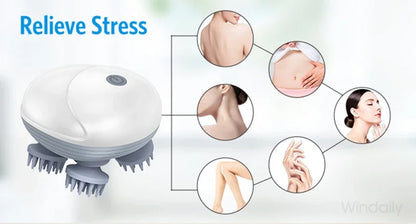 Electric Scalp Head Massager - Kneading & Vibrating Technology for Hair Growth & Tension Relief