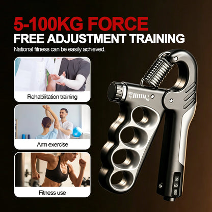 Trainovafit Adjustable Hand Grip Strengthener with Digital Counter (11–220 lbs)