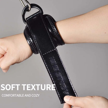 Trainovafit PU Leather Double D-Ring Ankle Strap for Cable Machines