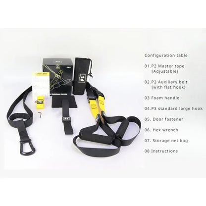 P3-Trx Suspension Training Strap Adjustable Tensioner Trainer Resistance Device Hanging Pulling Rope Home Yoga Fitness Band Belt