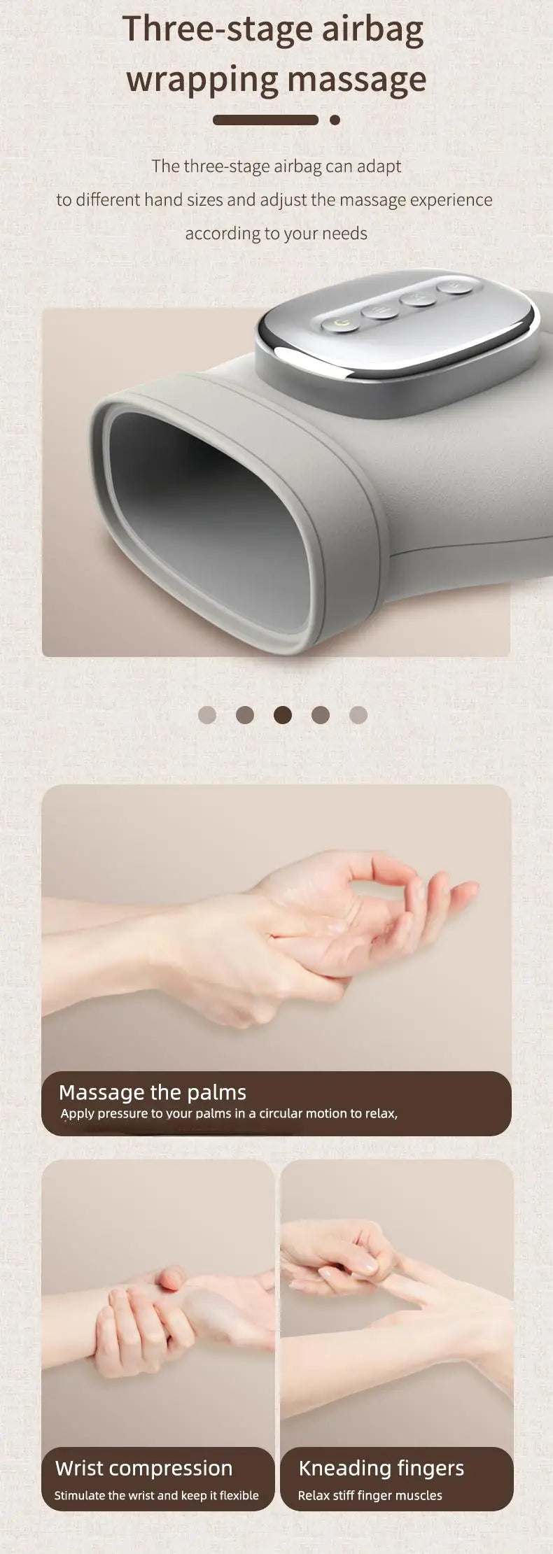 Professional Hand Massager Airbag Compression Finger Wrist Palm Kneading Relaxation Device Electric Hand Massage Tool