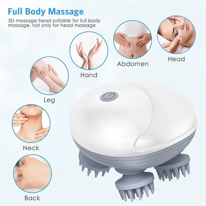 Electric Scalp Head Massager - Kneading & Vibrating Technology for Hair Growth & Tension Relief