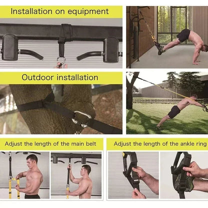 P3-Trx Suspension Training Strap Adjustable Tensioner Trainer Resistance Device Hanging Pulling Rope Home Yoga Fitness Band Belt