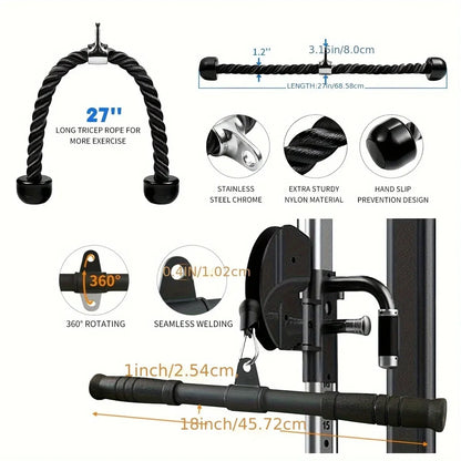 Trainovafit Heavy-Duty Cable Machine Attachments Set for Gym Pulley