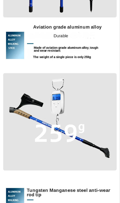 Nordic Telescopic Walking Poles 2PcsTrek Pole Aluminum Alloy Shooting Cane Strong Locking Walking Pole Lightweight Hiking Cane