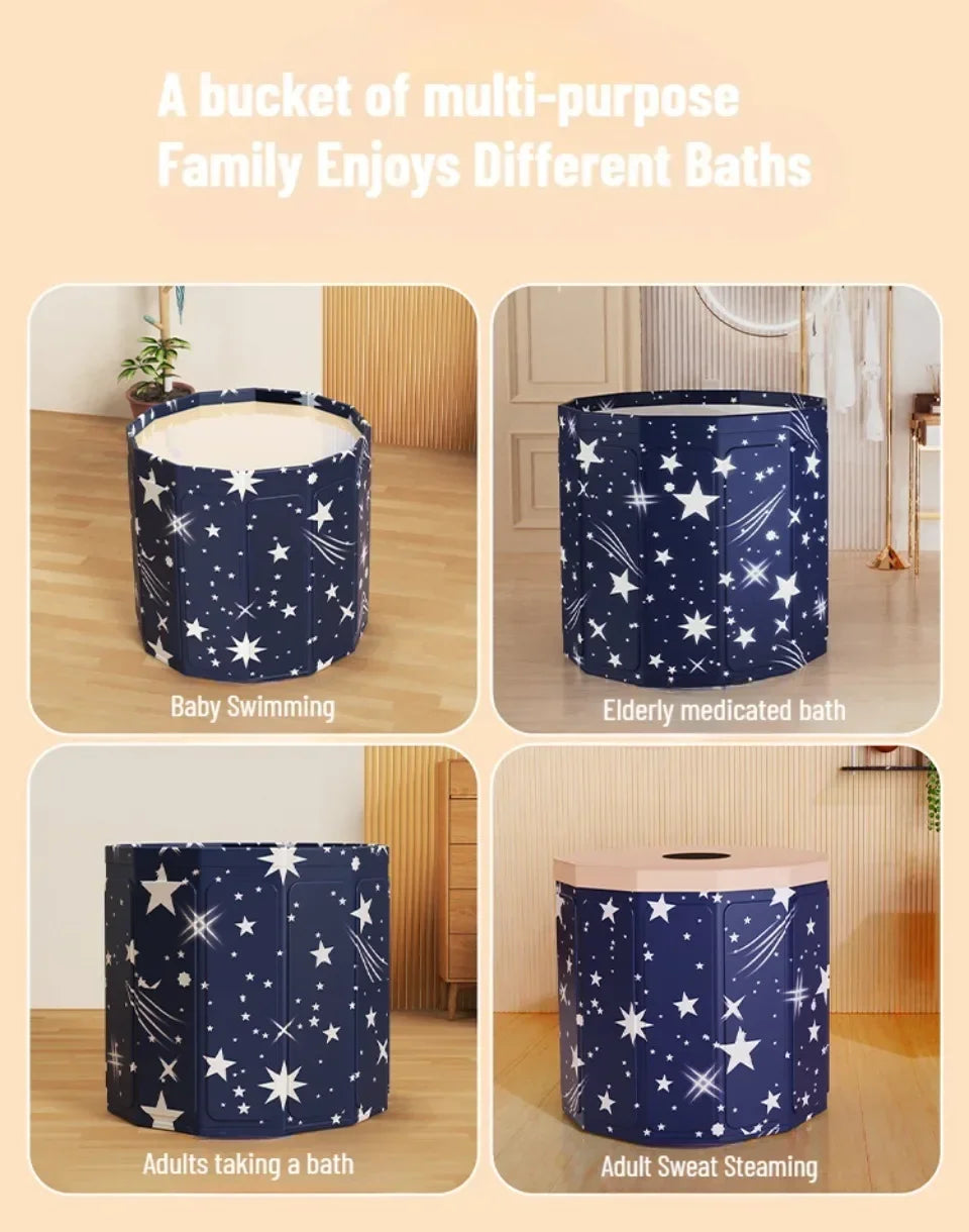 Thickened Insulated Foldable Adult Bathtub Portable Enlarged Round Bathing Bucket Multifunctional House Bathroom SPA Bath Tub