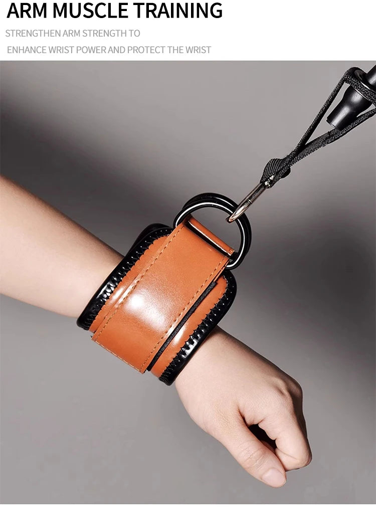 Trainovafit PU Leather Double D-Ring Ankle Strap for Cable Machines